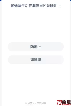 神奇海洋今日答案最新2024.11.12-蜘蛛蟹生活在海洋里还是陆地上